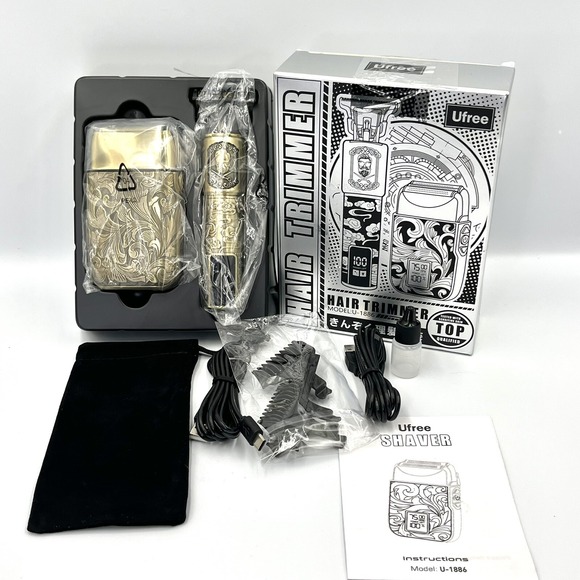 Ufree Men's Barber Set U-2226 Cordless Hair Clipper & Trimmer Bronze Bundle - Picture 1 of 6